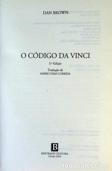 Libros antiguos: BROWN. (Dan) - O C&Oacute;DIGO DA VINCI. [3.&ordf; EDI&Ccedil;&Atilde;O] - Foto 2
