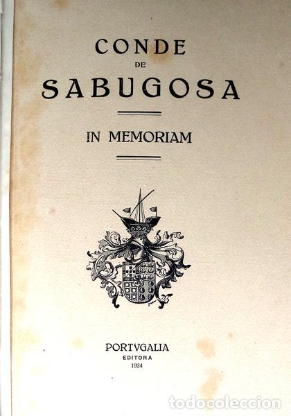 Libros antiguos: SABUGOSA. (Conde de) - IN MEMORIAM. - Foto 1