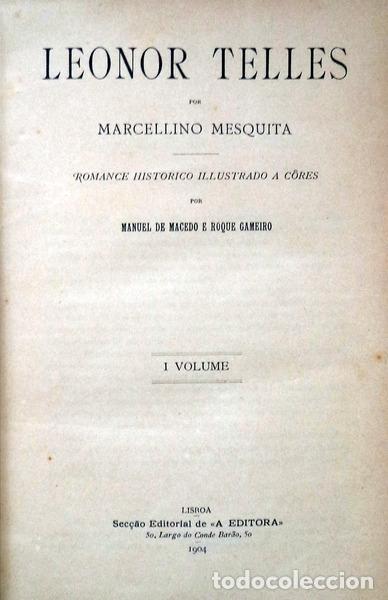 Libros antiguos: MESQUITA. (Marcelino de) - LEONOR TELLES. - Foto 1
