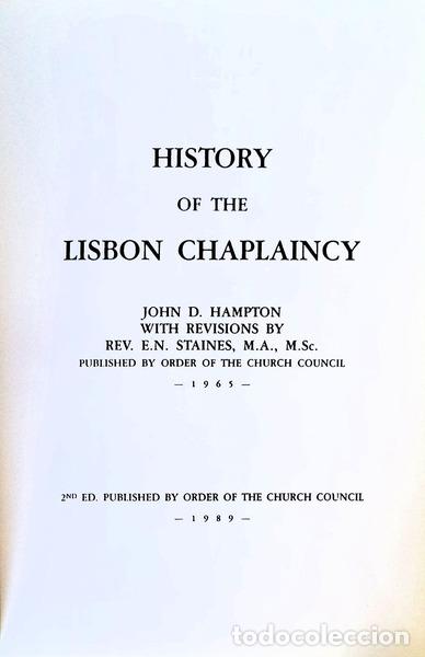 Libros antiguos: HAMPTON. (John D.) - HISTORY OF THE LISBON CHAPLAINCY. - Foto 2