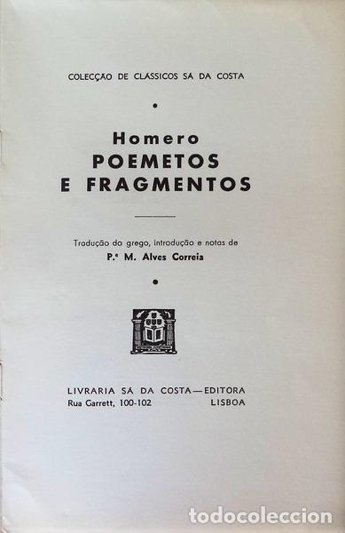 Libros antiguos: HOMERO. - POEMETOS E FRAGMENTOS. - Foto 2