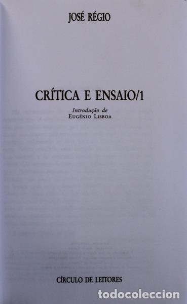 Libros antiguos: R&Eacute;GIO. (Jos&eacute;) - CR&Iacute;TICA E ENSAIO. - Foto 2