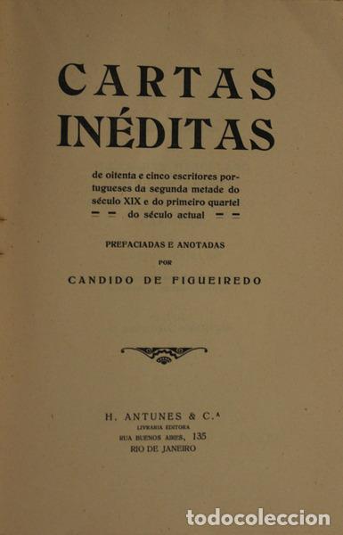 Libros antiguos: FIGUEIREDO. (Candido de) - CARTAS IN&Eacute;DITAS. - Foto 2