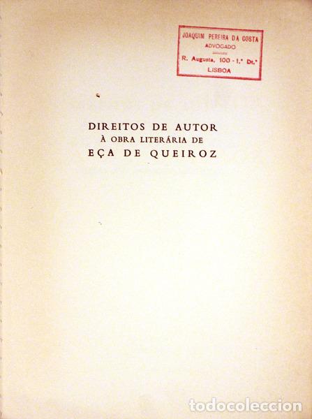 Libros antiguos: DIREITOS DE AUTOR &Agrave; OBRA LITER&Aacute;RIA DE E&Ccedil;A DE QUEIROZ. - Foto 2
