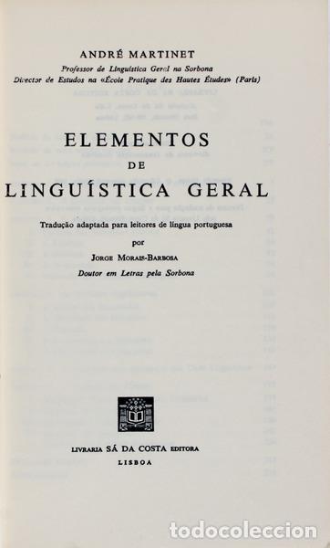 Libros antiguos: MARTINET. (Andr&eacute;) - ELEMENTOS DE LINGU&Iacute;STICA GERAL. [7.&ordf; EDI&Ccedil;&Atilde;O] - Foto 2