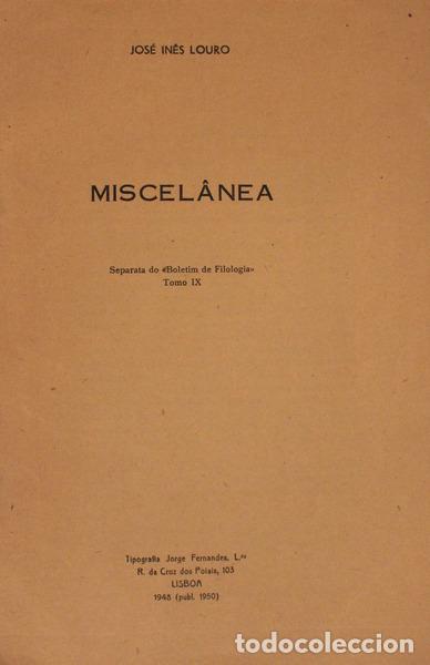 Libros antiguos: LOURO. (Jos&eacute; In&ecirc;s) - MISCEL&Acirc;NEA. - Foto 1