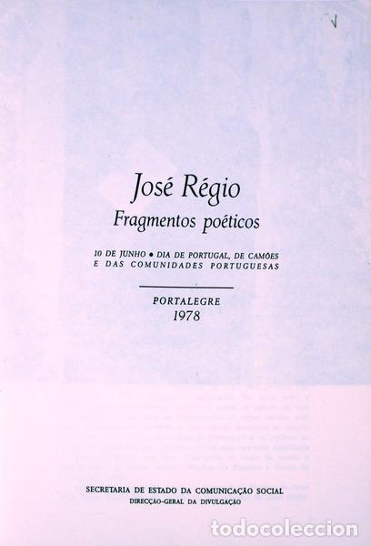 Libros antiguos: R&Eacute;GIO. (Jos&eacute;) - FRAGMENTOS PO&Eacute;TICOS. - Foto 2
