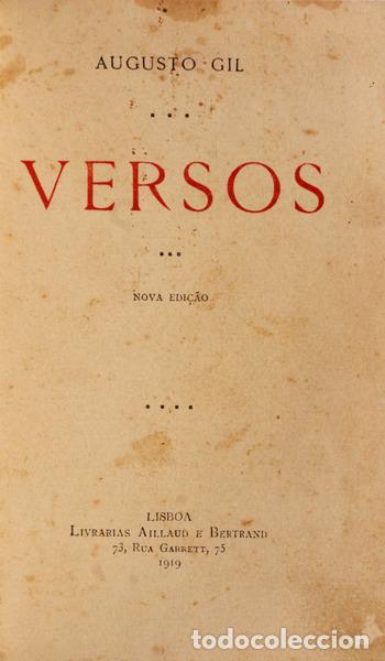 Libros antiguos: GIL. (Augusto) - VERSOS. - Foto 1