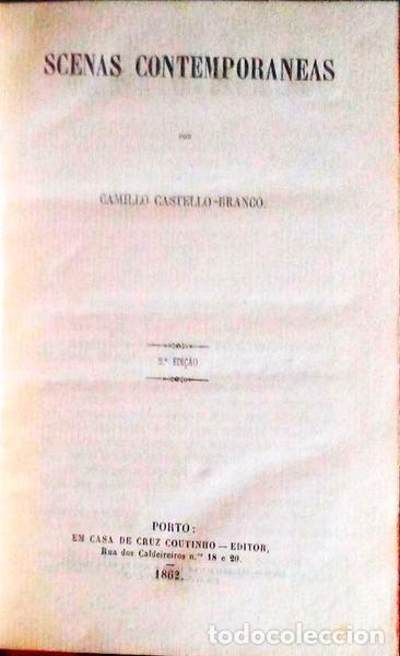 Libros antiguos: CASTELO BRANCO. (Camilo) - SCENAS CONTEMPORANEAS. - Foto 1