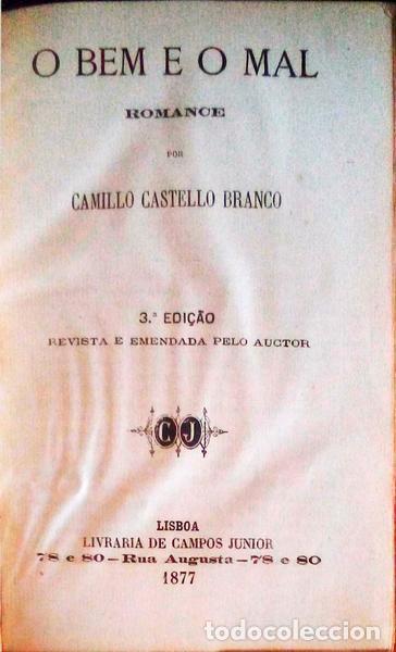 Libros antiguos: CASTELO BRANCO. (Camilo) - O BEM E O MAL. [3.&ordf; EDI&Ccedil;&Atilde;O] - Foto 1