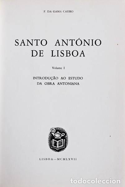 Libros antiguos: GAMA CAEIRO. (Francisco da) - SANTO ANT&Oacute;NIO DE LISBOA. - Foto 1