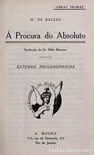 Libros antiguos: BALZAC. (Honor&eacute; de) - &Aacute; PROCURA DO ABSOLUTO. - Foto 1