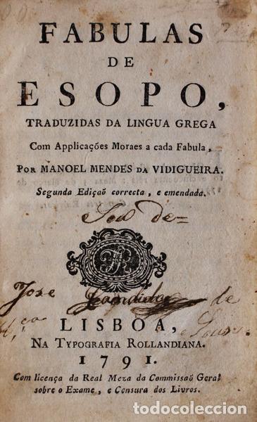 Libros antiguos: ESOPO. - FABULAS DE ESOPO, - Foto 1