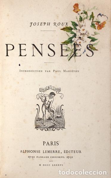 Libros antiguos: ROUX. (Joseph) - PENS&Eacute;ES. - Foto 1