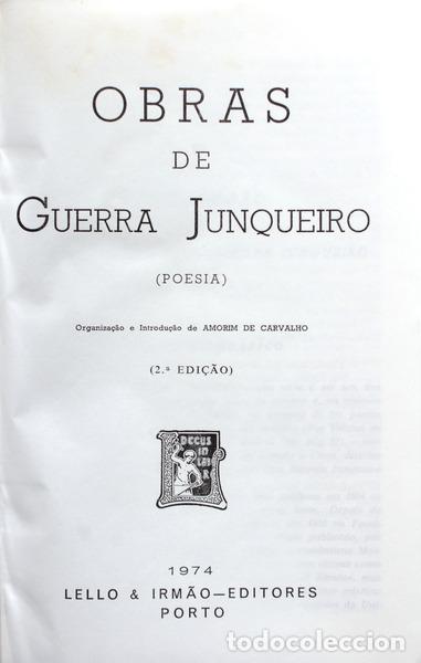 Libros antiguos: GUERRA JUNQUEIRO. (Ab&iacute;lio Manuel) - OBRAS. [2.&ordf; EDI&Ccedil;&Atilde;O] - Foto 1