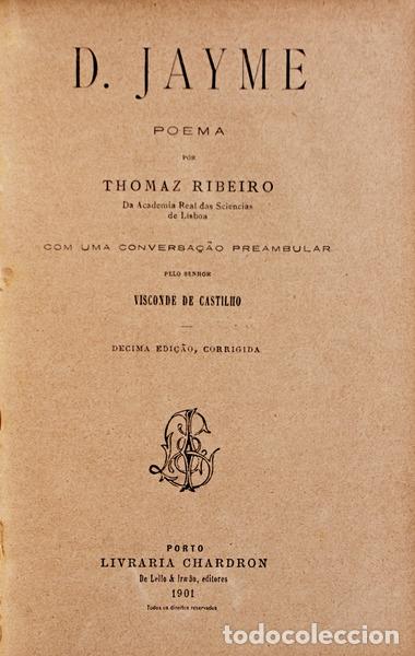 Libros antiguos: RIBEIRO. (Tom&aacute;s) - D. JAYME. [10.&ordf; EDI&Ccedil;&Atilde;O] - Foto 1