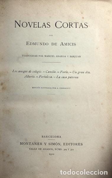 Libros antiguos: AMICIS. (Edmundo de) - NOVELAS CORTAS. - Foto 1