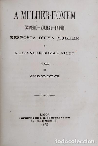 Libros antiguos: DUMAS. (Alexandre) - O HOMEM-MULHER. - Foto 2