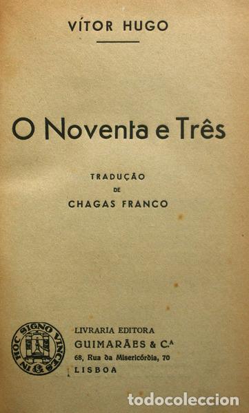 Libros antiguos: HUGO. (Victor) - O NOVENTA E TR&Ecirc;S. - Foto 1