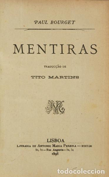 Libros antiguos: BOURGET. (Paul) - MENTIRAS. - Foto 2