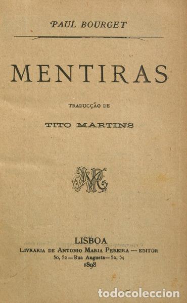 Libros antiguos: BOURGET. (Paul) - MENTIRAS. - Foto 1