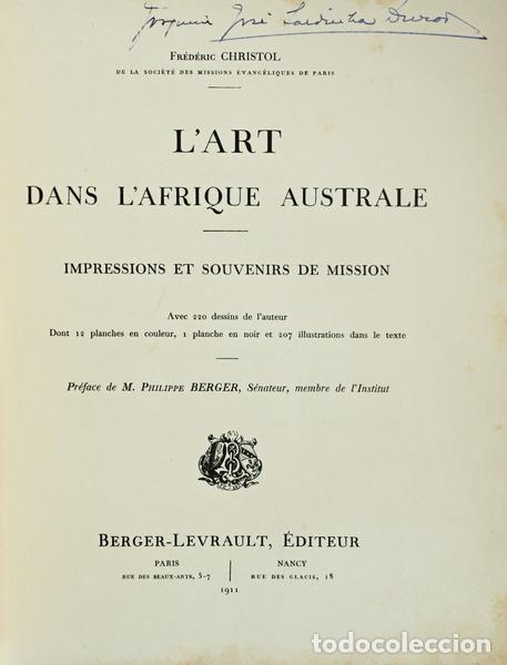 Antiquarische B&uuml;cher: CHRISTOL. (Fr&eacute;d&eacute;ric) - L'ART DANS L'AFRIQUE AUSTRALE.
