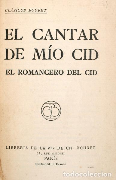 Libros antiguos: EL CANTAR DE M&Iacute;O CID. - Foto 1
