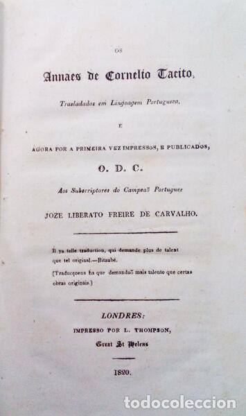 Libros antiguos: T&Aacute;CITO. (Caio Corn&eacute;lio) - OS ANNAES DE CORNELIO TACITO, - Foto 1