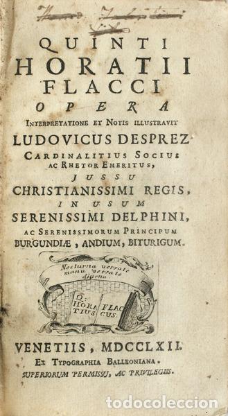 Libros antiguos: QUINTI HORATII FLACCI OPERA. - Foto 1