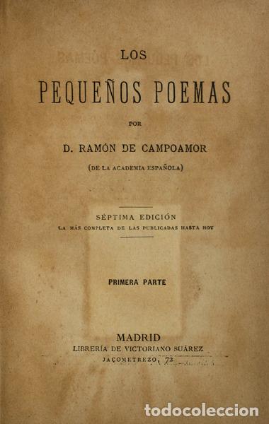 Libros antiguos: CAMPOAMOR. (Ram&oacute;n) - LOS PEQUE&Ntilde;OS POEMAS. - Foto 1