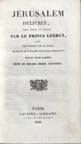 Libros antiguos: TASSO. (Torquato) - J&Eacute;RUSALEM D&Eacute;LIVR&Eacute;E. - Foto 1