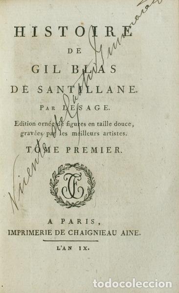 Libros antiguos: LESAGE. (Alain-Ren&eacute;) - HISTOIRE DE GIL BLAS DE SANTILLANE. - Foto 1