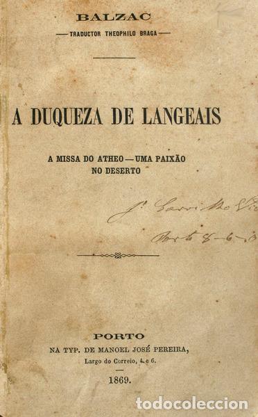 Libros antiguos: BALZAC. (Honor&eacute; de) - A DUQUEZA DE LANGEAIS. - Foto 1