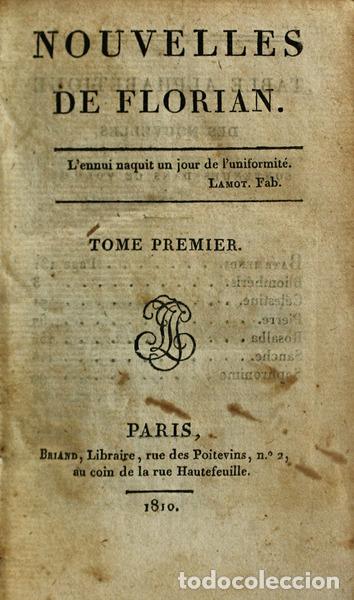 Libros antiguos: CLARIS DE FLORIAN. (Jean-Pierre) - NOUVELLES DE FLORIAN. - Foto 1