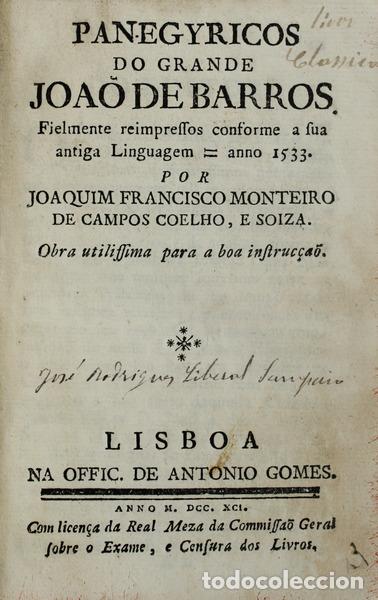 Libros antiguos: BARROS. (Jo&atilde;o de) - PANEGYRICOS - Foto 1