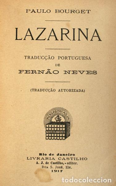 Libros antiguos: BOURGET. (Paulo) - LAZARINA. - Foto 1