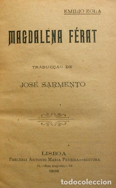 Libros antiguos: ZOLA. (&Eacute;mile) - MAGDALENA F&Eacute;RAT. - Foto 1