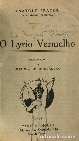 Libros antiguos: FRANCE. (Anatole) - O LYRIO VERMELHO. - Foto 1