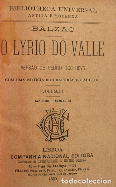 Libros antiguos: BALZAC. (Honor&eacute; de) - O LYRIO DO VALLE. - Foto 1