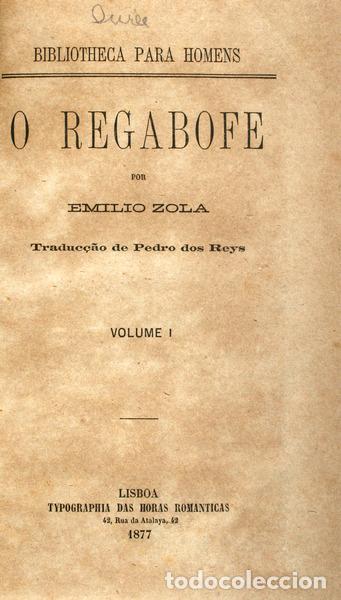 Libros antiguos: ZOLA. (&Eacute;mile) - O REGABOFE. - Foto 1