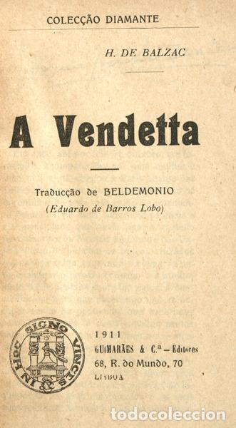 Libros antiguos: BALZAC. (Honor&eacute; de) - A VENDETTA. - Foto 1