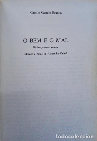 Libros antiguos: CASTELO BRANCO. (Camilo) - O BEM E O MAL. - Foto 2
