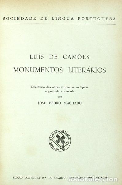 Libros antiguos: CAM&Otilde;ES. (Lu&iacute;s Vaz de) - MONUMENTOS LITER&Aacute;RIOS. - Foto 1