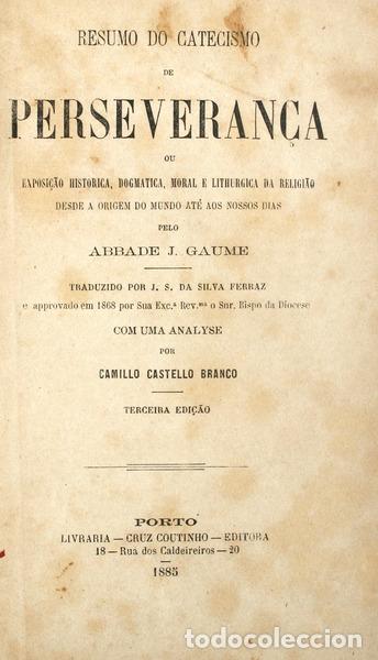 Libri antichi: GAUME. (J.) - RESUMO DO CATECISMO DE PRESERVERAN&Ccedil;A.