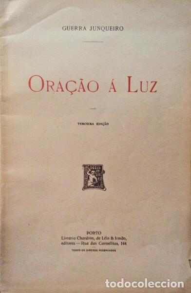 Libros antiguos: GUERRA JUNQUEIRO. (Ab&iacute;lio Manuel) - ORA&Ccedil;&Atilde;O &Agrave; LUZ. [3.&ordf; EDI&Ccedil;&Atilde;O] - Foto 1