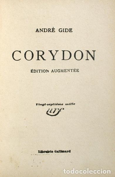Libros antiguos: GIDE. (Andr&eacute;) - CORYDON. - Foto 2