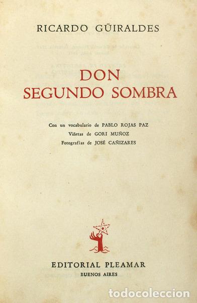 Libros antiguos: G&Uuml;IRALDES. (Ricardo) - DON SEGUNDO SOMBRA. - Foto 1