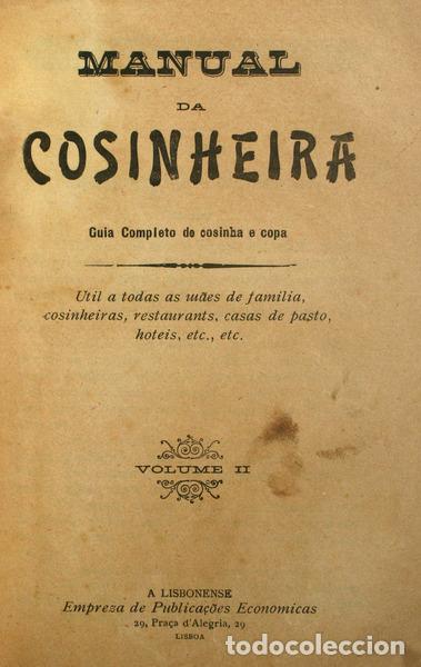 Libros antiguos: MANUAL DA COSINHEIRA. [VOLUME II]. - Foto 1