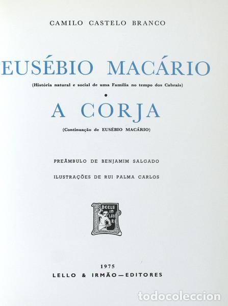 Libros antiguos: CASTELO BRANCO. (Camilo) - EUS&Eacute;BIO MAC&Aacute;RIO. A CORJA. - Foto 1