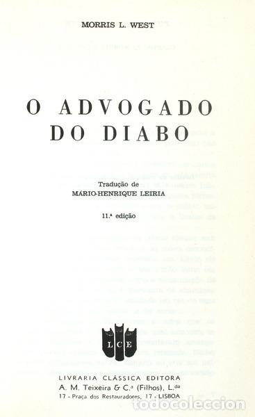 Libros antiguos: WEST. (Morris) - O ADVOGADO DO DIABO. - Foto 1
